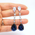 Geometric Long Bar Water Drop Zircon Dangle Earrings For Bridal Proposal Evening Dress view 1