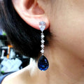 Geometric Long Bar Water Drop Zircon Dangle Earrings For Bridal Proposal Evening Dress view 3