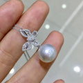Glossy Butterfly Faux Pearl Jewelry Set With Zircon Earrings And Box Chain Pendant view 5