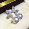 Glossy Butterfly Faux Pearl Jewelry Set With Zircon Earrings And Box Chain Pendant view 2