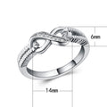 Silver-Tone Infinity Band Ring with Rope Texture and Clear Stones view 5
