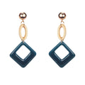 Cream Oval Link Blue Diamond and Yellow Round Drop Stud Earrings view 5