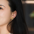Gold Plated Metal French Elegant Stud Earrings For Women, Hollow Geometric Fashion Jewelry view 3