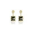 French Garden Square Pearl Drop Earrings, Vintage Green Oil Painting Style Stud Jewelry view 5