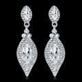 Silver Tone Marquise Teardrop Crystal Crystal Metal Dangle Earrings view 2