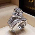 European American Geometric Heavy Craft Couple Rings For Women Light Luxury Fashion Jewelry view 1