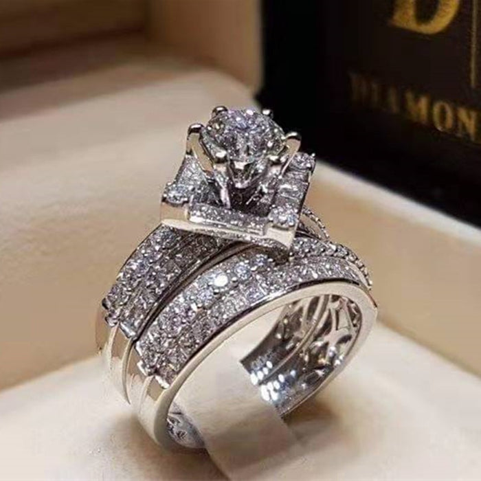 European American Geometric Heavy Craft Couple Rings For Women Light Luxury Fashion Jewelry