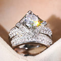 European American Geometric Heavy Craft Couple Rings For Women Light Luxury Fashion Jewelry view 2