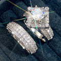 European American Geometric Heavy Craft Couple Rings For Women Light Luxury Fashion Jewelry view 3