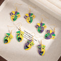 Bohemian Enamel Alloy Mardi Gras Carnival Comedy Tragedy Mask Jester Face Hook Drop Earrings view 1