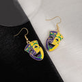 Bohemian Enamel Alloy Mardi Gras Carnival Comedy Tragedy Mask Jester Face Hook Drop Earrings view 4