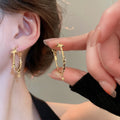 Copper Star Spike Hoop Earrings With Silver Needle Posts Chic Geometric Statement Jewelry view 4