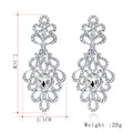 Silver Tone Crystal Scroll Drop Openwork Crystal Metal Dangle Earrings view 3