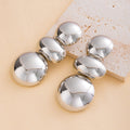 Luxury Oversized Smooth Alloy Metal Geometric Round Disc Drop Dangle Statement Women's Earrings view 4