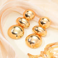 Luxury Oversized Smooth Alloy Metal Geometric Round Disc Drop Dangle Statement Women's Earrings view 2
