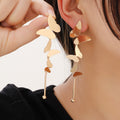 Elegant Gold Alloy Butterfly Tassel Drop Earrings For Women, Long Metal Dangle Statement Earrings view 1