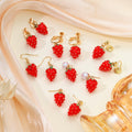Cute Sweet Red Strawberry Alloy Pearl Clip On Stud Earrings For Girls Elegant Spring Summer Fashion Earrings view 1