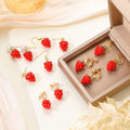 Cute Sweet Red Strawberry Alloy Pearl Clip On Stud Earrings For Girls Elegant Spring Summer Fashion Earrings view 3