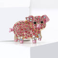 Alloy Rhinestone Pink Pig Brooch For Coat And Cardigan Decoration view 2