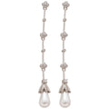 Elegant Faux Pearl Zircon Teardrop Tassel Drop Earrings With Silver Needle Studs view 5
