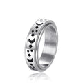 Unisex Rotating Star And Moon Ring, Korean Fashion Finger Band For Men And Women Jewelry view 2