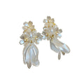 Chic Copper Pearl Seed Bead Flower Tassel Drop Earrings With Floral Silver Posts view 5