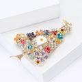 Alloy Rhinestone Colorful Christmas Tree Brooch Pin For Holiday Apparel view 3