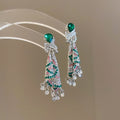 Chic Alloy Rhinestone Knot Teardrop Tassel Drop Earrings for Women view 4