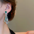Chic Alloy Rhinestone Knot Teardrop Tassel Drop Earrings for Women view 3