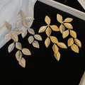 Copper Leaf Tassel Drop Earrings With Silver Tone Posts, Light Luxury Elegant Statement Style view 2