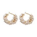 Sweet Style Faux Pearl Flower Cluster C-Shaped Hoop Earrings With Silver Pin Elegant Floral Jewelry view 5