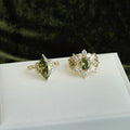 14K Gold Plated Copper Oval Zircon Open Ring French Vintage Light Luxury Geometric Jewelry view 4