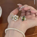 14K Gold Plated Copper Oval Zircon Open Ring French Vintage Light Luxury Geometric Jewelry view 3