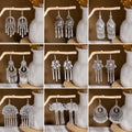 Vintage Ethnic Boho Tassel Drop Earrings For Women, Artistic Personality Bean Charm Jewelry view 1