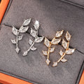Wheat Ear Stud Earrings For Women, Zircon Inlaid Leaf Jewelry For Daily Accessories view 3