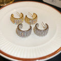 Light Luxury Copper Zircon C Shape Stud Earrings French Vintage Geometric Hoop Design view 3