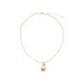 18K Gold Plated Champagne Faux Pearl Stud Earrings And Necklace Jewelry Set For Women view 5