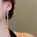 Chic Copper Zircon Round Geometric Long Tassel Drop Earrings With Silver Needle Posts view 4