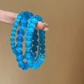 Blue Cat Eye Stone Beaded Bangle For Women Geometric Round New Chinese Luxury Style view 1