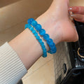 Blue Cat Eye Stone Beaded Bangle For Women Geometric Round New Chinese Luxury Style view 3