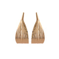 Elegant Luxury Alloy Textured Curled Leaf Drop Earrings For Women Minimalist Metal Statement Earrings view 5