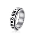 Unisex Rotating Flower Ring, Niche Fashion Adjustable Finger Band With Small Floral Design view 2