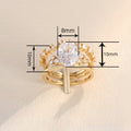 Three Piece Stacking Ring Set With Geometric Zircon Design, Light Luxury Fashion Jewelry view 4