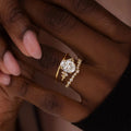 Three Piece Stacking Ring Set With Geometric Zircon Design, Light Luxury Fashion Jewelry view 2