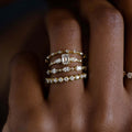Korean European Geometric Zircon Ring Set For Women, Four Piece Delicate Light Luxury Jewelry view 2