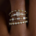 Korean European Geometric Zircon Ring Set For Women, Four Piece Delicate Light Luxury Jewelry view 3