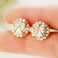 Sweet Bowknot Stud Earrings With Micro Pave Zircon, Gentle Prom Daily Jewelry Accessories view 2