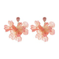 Forest Style Fabric Crystal Flower Tassel Drop Earrings With Silver Needle Posts view 5