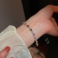 Colorful Zircon Geometric Star Open Copper Bangle Light Luxury Women's Jewelry view 4