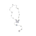 Gold Plated Zircon Butterfly Faux Pearl Tassel Choker Necklace For Women view 5